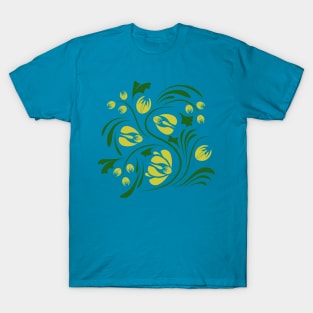 Folk flowers floral art print Flowers abstract art T-Shirt